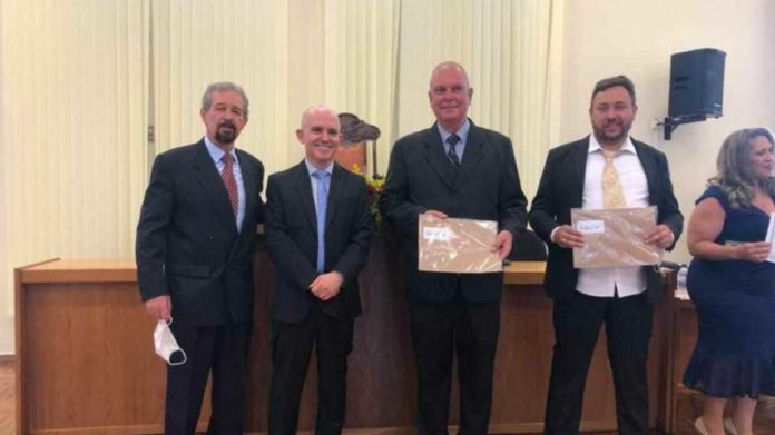 Prefeito Maurício, Juiz Eleitoral João Cláudio Teodoro, Henrique Wolf e João Giordani